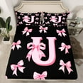 thumbnail image 2 of Castle Fairy Monogrammed Letter 4-Piece King Sheet Set: Kawaii Bowknot Dreamy Princess Breathable Decor, 2 of 7