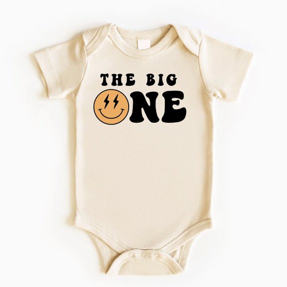 Bella Canvas with The Big One, Smiley Face First Birthday, First Birthday Outfit, Baby Boy Birthday Outfit, First Birthday Shirt, Cute Baby Boy or Girl Bodysuit Gift