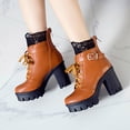 thumbnail image 3 of NECHOLOGY Botas Mujer Adulto Femenino Zapatos Botines mujer Botas coreanas de moda Otoño/Invierno 2023, botines de encaje de tacón grueso para mujer (Brown, 7), 3 of 5