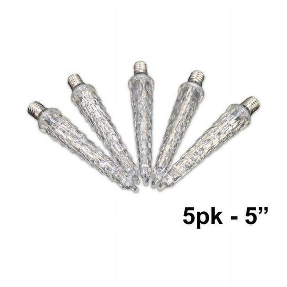 Queens of Christmas C9-ICEDROP5-PW-5 5 in. Icicle Retrofit Lamp with LED Lights, Pure White - Pack of 5