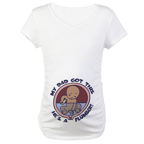 CafePress - Waterbreaker Plumber Maternity T Shirt - Cotton Maternity T-shirt, Cute & Funny Pregnancy Tee