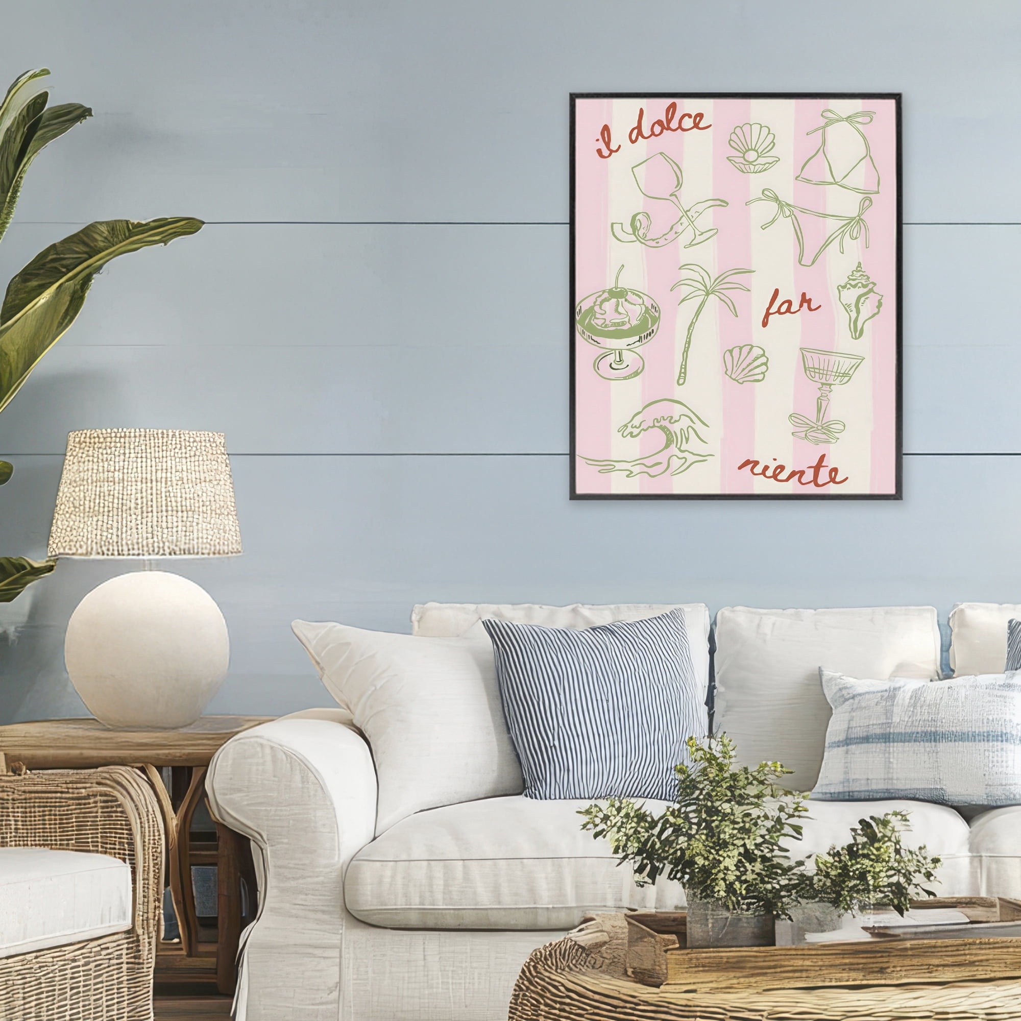 Stupell Industries Il Dolce Far Niente Beach Saying Black Framed Giclee Art, design by The Prints Vibe