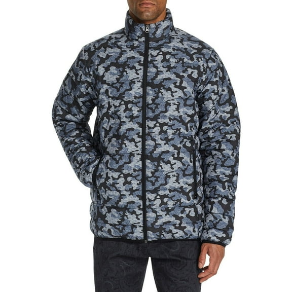 Tallia Men's Slim-Fit Water Resistant Camo Leopard Print Puffer Jacket Large