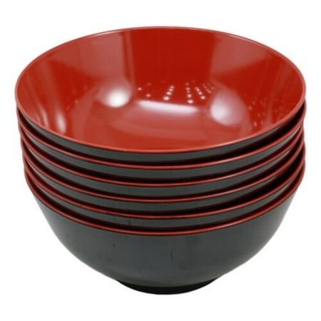 Asia Kitchen Machine - Ebros Gift Red And Black Melamine Bowls Pack Of 6 Kitchen And Dining Asian Japanese Chinese Cuisine Restaurant Supply Grade Dishwasher Safe 52oz Capacity Bowl Perfect For Udon Ramen Pho Wonton Soup