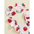 thumbnail image 5 of Musuos Baby Girls Summer Cute Romper 3-24Months Flying Sleeve Floral/Strawberry Print Bodysuit with Headband, 5 of 8