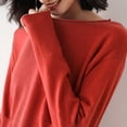 thumbnail image 2 of Fall Sweaters Women Cozy Knit Sweaters Loose Fit Round Neck Pullover Versatile Solid Layering Shirt Sweaters Red XL, 2 of 5