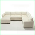 thumbnail image 5 of 110.75" U-Shaped Sectional Sofa with Storage Chaise, Modern Chenille Beige Sofa with Crystal Buttons for Living Room | Beige | Chenille | Modern | Cushion Back | Square Arms, 5 of 26