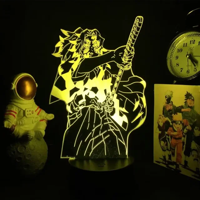 Figura de Anime Demon Slayer Kimetsu No Yaiba Kokushibo Manga luz nocturna Kocho Kanae lámpara 3D decoración de dormitorio, regalo de cumpleaños para niños