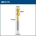 thumbnail image 1 of Vis en Acier HSS M2-M18 Enduit de Titane Filetage Métrique Ensemble Vis HSS Outils à Main 1 Pce M8x0.75, 1 of 6
