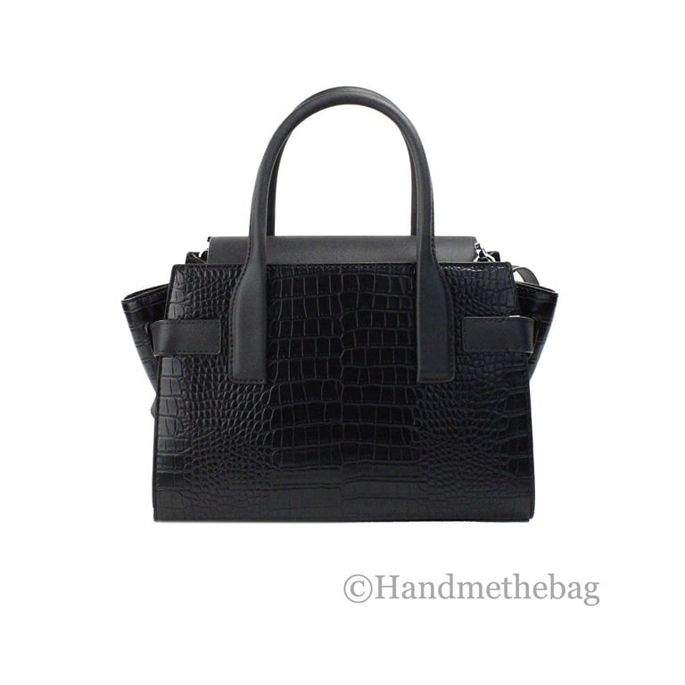 Michael Kors Womens Carmen Medium Crocodile Embossed Belted