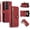 Retro Red Wine, variant on Wallet Case for Samsung Galaxy Z Fold 5 5G, 9 Card Slots Retro Leather Wallet Shockproof Flip Cover with Hand Strap Card Slots Zipper Pocket Kickstand Handbag Magnetic Closure - Retro Black