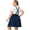 thumbnail image 4 of Women's Plus Size Jeans Suspender Skirt Patch Pocket Side Button Adjustable Strap Denim Overall Dress Dark Blue 3X, 4 of 5