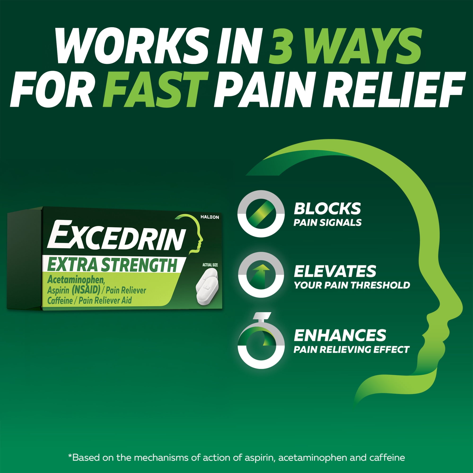 Excedrin Extra Strength Caplets for Headache Pain Relief, Acetaminophen 250Mg, Aspirin 250Mg, Caffeine 65Mg, Pain Reliever, 24 Count