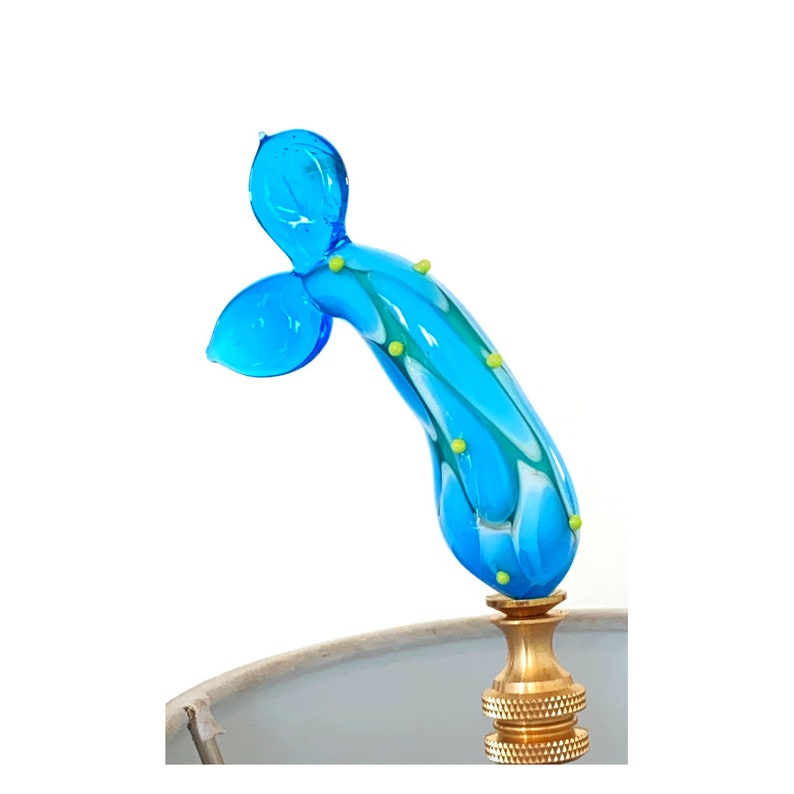 Finials for Lamps Glass Nautical Mermaid Lamp Finials, Aqua Blue & Green Accent,Brass