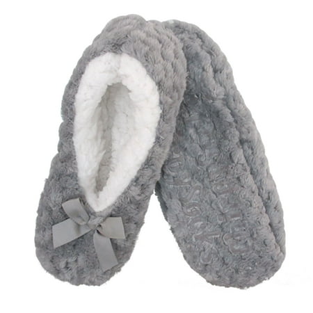 

Adult Super Soft Warm Cozy Fuzzy Soft Touch Slippers Non-Slip Lined Socks Grey Small 1 Pair