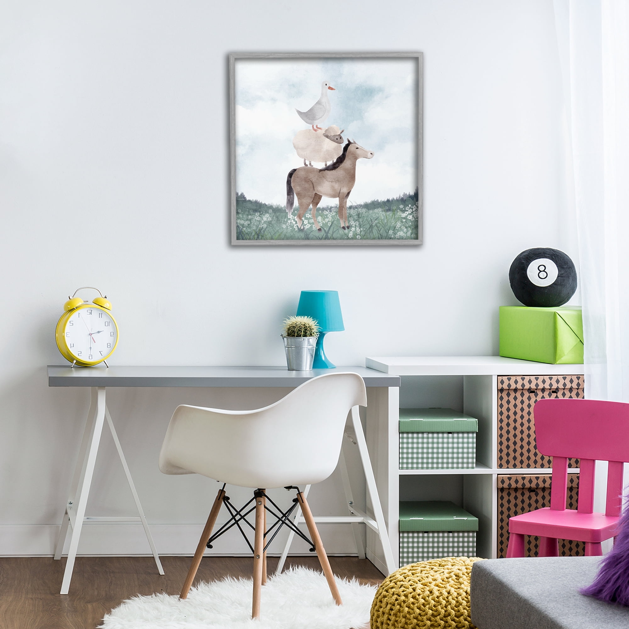 Stupell Industries Muted Blue Sky Farm Gray Framed Giclee Art, design by Kim Allen