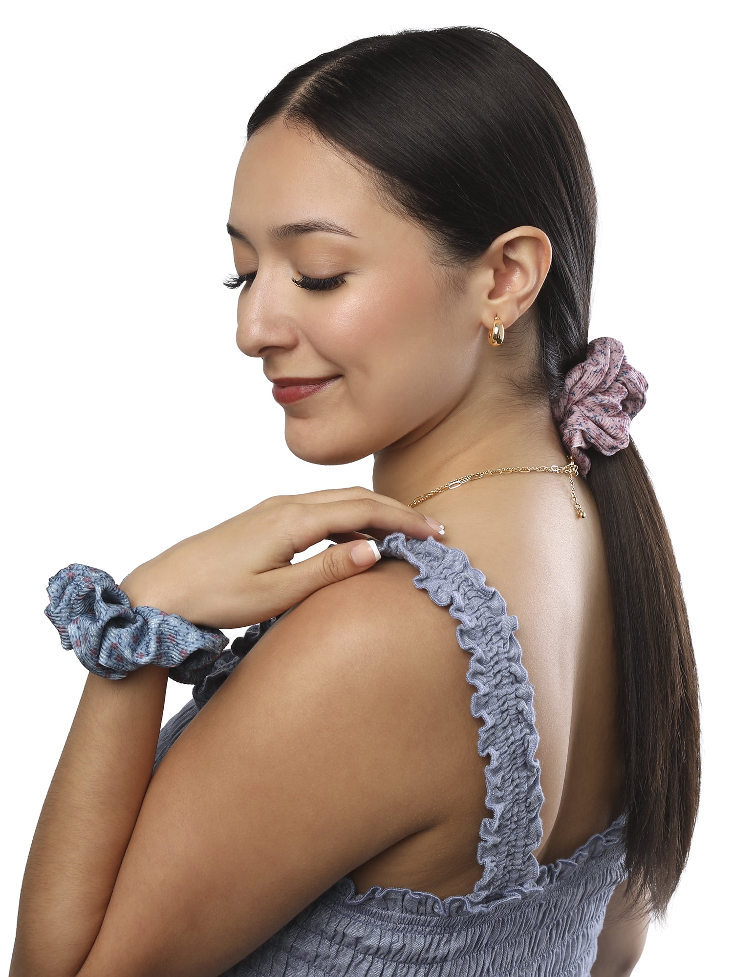 Celebrity Pink Women's Pearl Accent Scrunchie Set with Soft Fabric