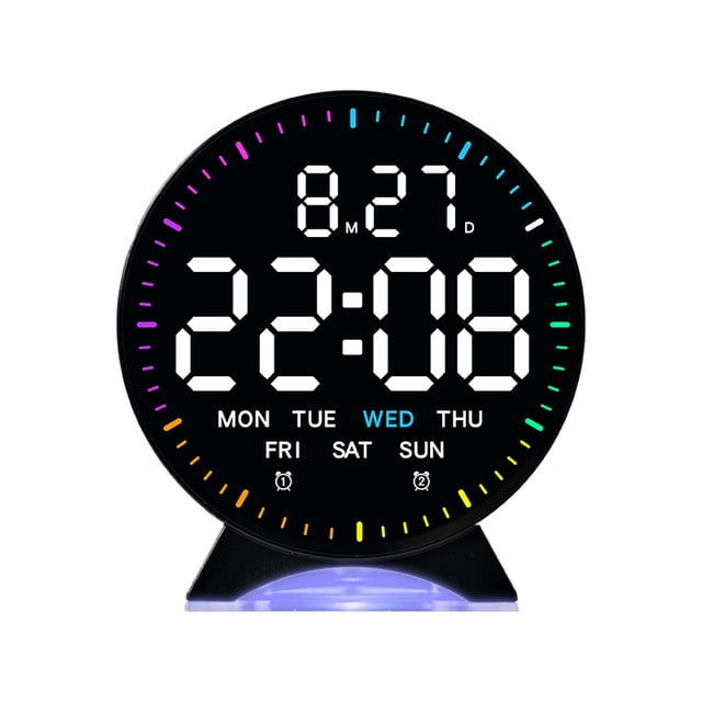 Despertador LED de diseño moderno digital con pantalla colorida