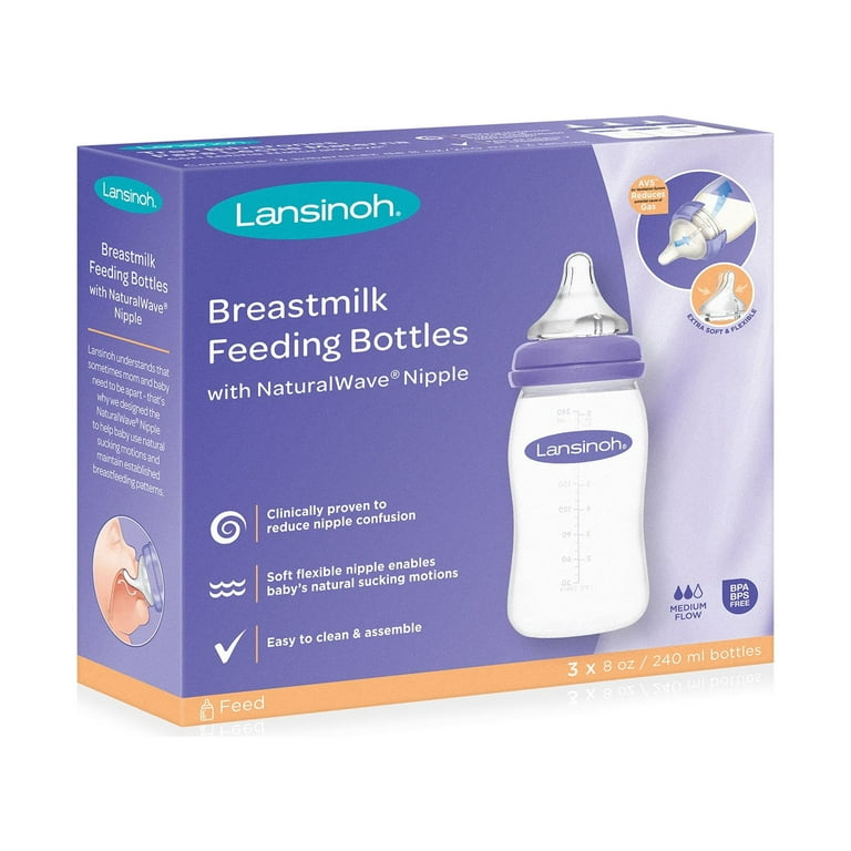 Lansinoh Momma Breastmilk Feeding Bottle with NaturalWave Slow Flow Nipple  5 Ounces Transparent 5 Ounce (Pack of 1)
