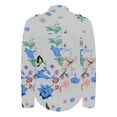 thumbnail image 4 of IROINNID Women's Casual Short Jacket Stand Collar Print Open Front Long Sleeve Outwear, White, 4 of 5