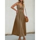 thumbnail image 2 of Vestido largo CUPSHE para mujer, sin mangas, cuello en V, cuello en V, corte de verano, tirantes finos, formales, vacaciones, color café, L, 2 of 7
