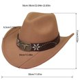 thumbnail image 4 of Straw Western Hats For Men - Western Denim Curved Top Hat Woolen Big Brimmed Hat Autumn And Winter Style British Jazz Hat,White,One Size, 4 of 4