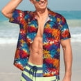 thumbnail image 7 of Pofeuu Colorful Hawaii Palms Print Hawaiian Shirt for Men Sleeves Casual Button Down Summer Beach Dress Shirts T-Shirts,3X-Large, 7 of 7