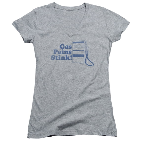 - Gas Pains Stink - Juniors Cap Sleeve V-Neck Shirt - Medium