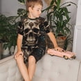 thumbnail image 4 of Balery Metal Style Horned Skull Conjunto de Pijama Infantil de Manga Corta con Estampado – Ropa de Dormir de Algodón Suave-4X-Large, 4 of 6