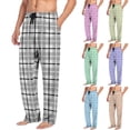 thumbnail image 4 of Fmbrln Plaid Pajamas Pants for Men Drawstring Elastic Waist Wide Leg Pajamas Pants with Pockets Fall Winter Soft Lightweight Comfy Sleepwear Pants Lounge Pants, 4 of 4