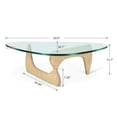 thumbnail image 4 of Raffle Pinker Coffee Table Triangle Tempered Glass Coffee Table End Table with Solid Natural Wood Base for Living Room, 4 of 11