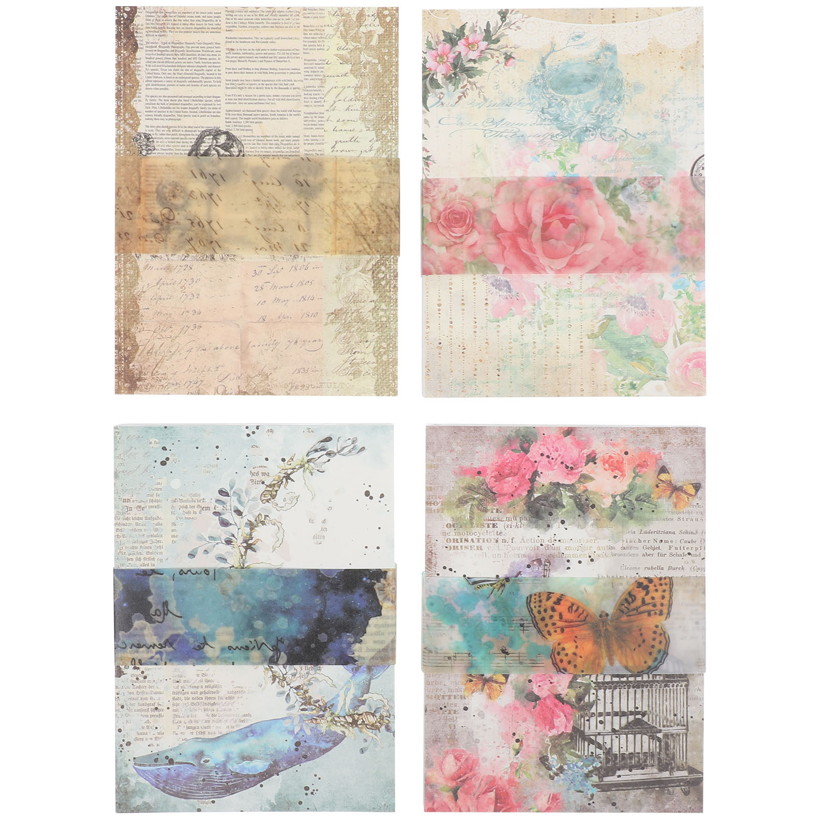 4 Books Scrapbooking Paper DIY Scrapbook Paper Kit Vintage Decoupage