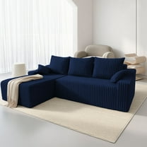 Hersunpl 94" Cloud Modular Sectional Sofa – Plush Deep-Seated L-Shaped Couch with Chaise, No Assembly Required (Grey,Right-Facing) Blue