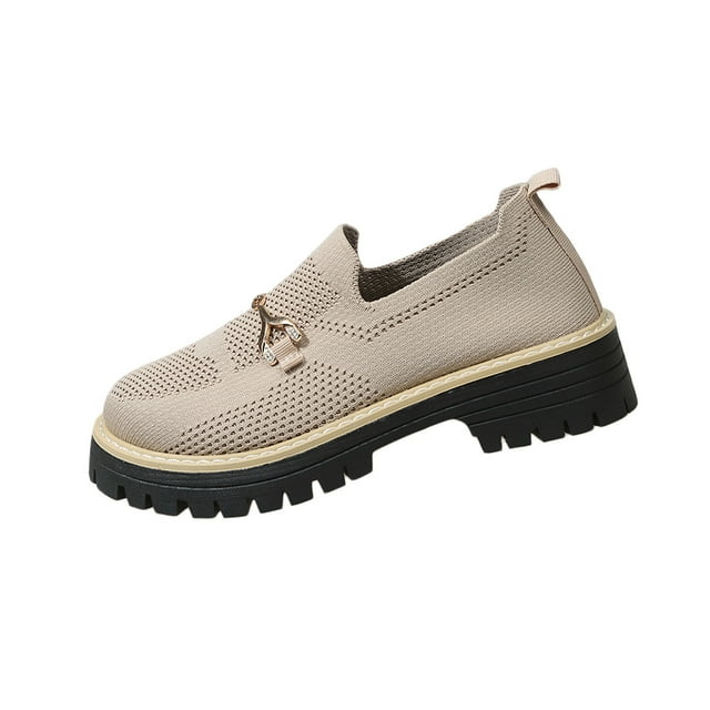 RXMEKW Breathable Mesh Slip-On Loafers for Women with Cushioned Insole and Rubber Sole in Solid Colors