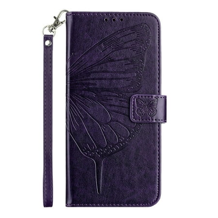 for Motorola Edge 5G 2024 Phone Case Wallet Protective Case leather Cover with magnetic closed cDark Purpleit card slot shockproof protection phone case