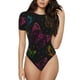 thumbnail image 1 of Balery Butterfly Body de cuello redondo de manga corta para mujer Tops de manga corta Tops básicos-Large, 1 of 7