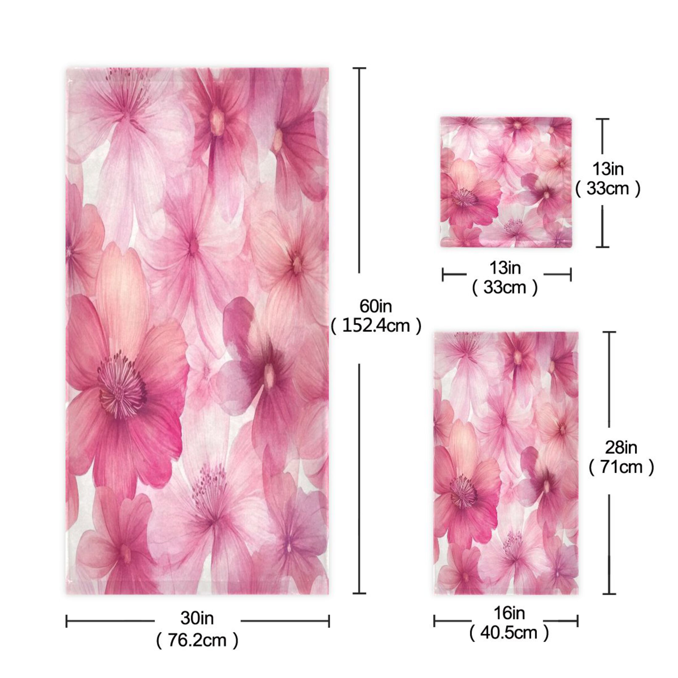 Three-Piece Towel Set Face Towel Towel Set Hand Towel Bath Towel Cotton Bath Towels Bath Towel Sets Hand Bath Towels Pink Flowers