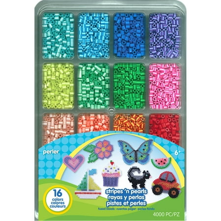 Perler Fused Bead Tray 4000-Pack, Stripes 'N Pearls