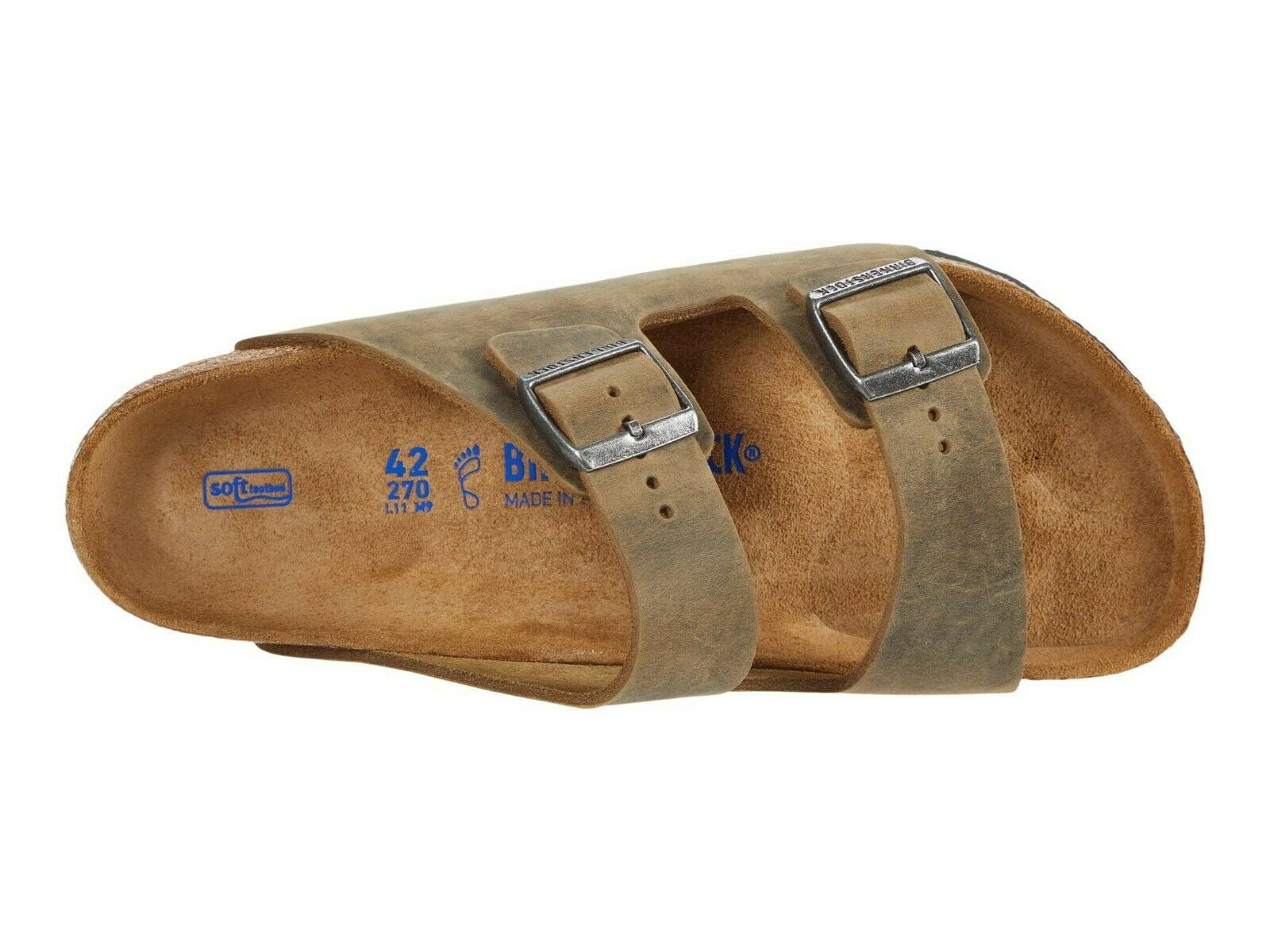 Birkenstock Womens Arizona Leather Suede Footbed Sandals