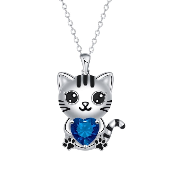 Mother's Day Gifts for Women, Sterling Silver Cat Necklace Cute Kitten Necklace Lovely Animal Jewelry Gifts for Mother Daughter Niece Girlfriend