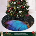thumbnail image 6 of FMSHPON Valentines Day Blue Butterfly Pink Rose Xmas Christmas Tree Skirt Stand Mat for Holiday Party Decoration Indoor Outdoor 48 inches, 6 of 6
