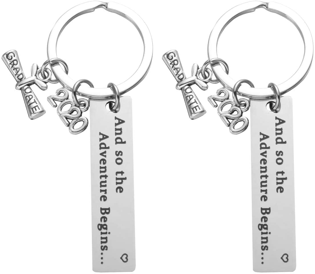 2020 Graduation Gift Keychain Letter Printing Key Holder Heart Pendant Key Rings 