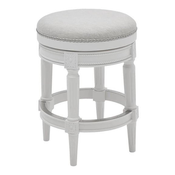 Maklaine Retro 26" Backless Counter Height Swivel Stool in White