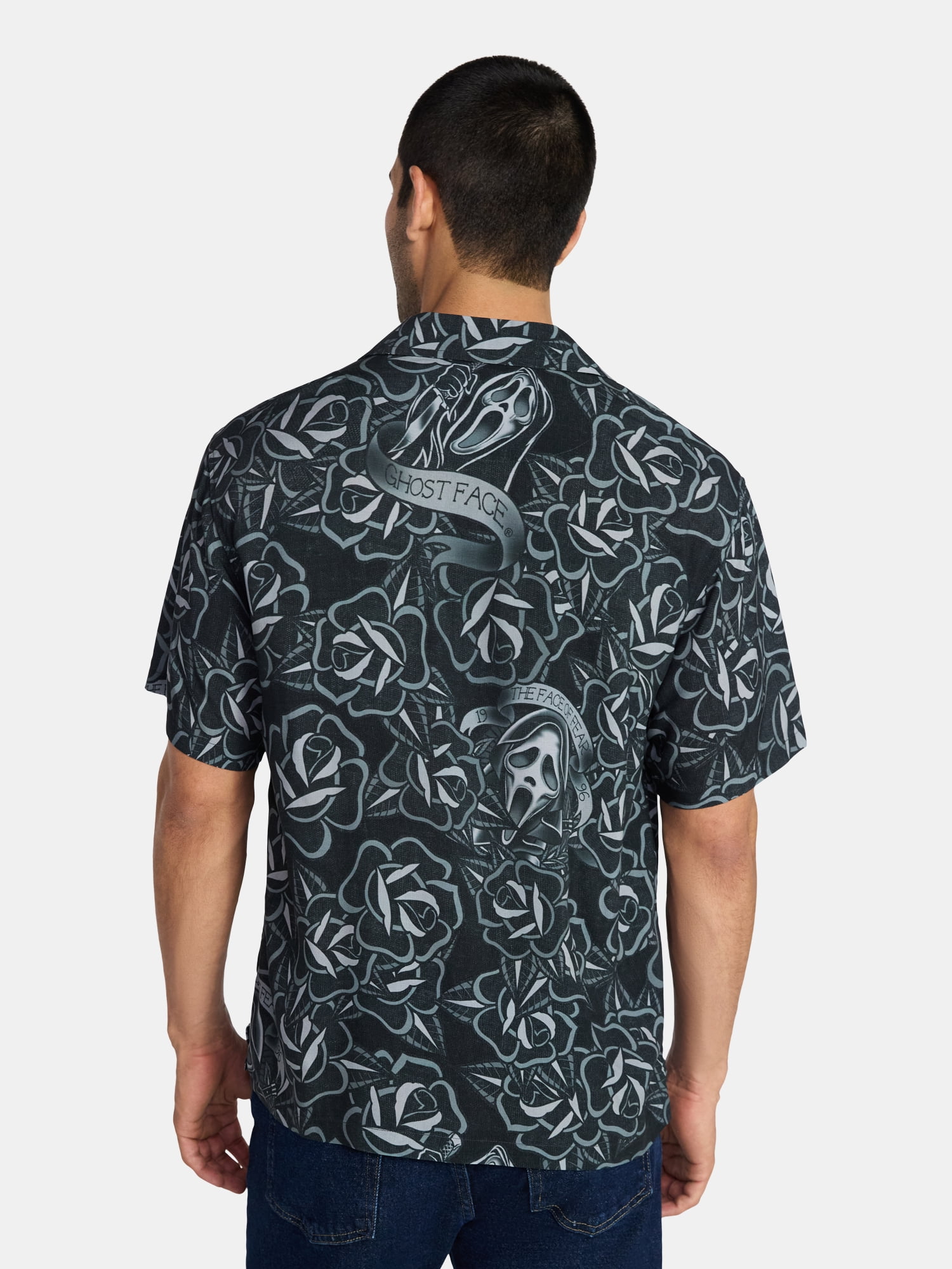 Ghostface Men's and Big Men's Woven Shirt with Short Sleeves, Sizes S-3XL