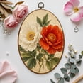 thumbnail image 7 of Canvas Wall Art Boho Brown Green Orange Peony Floral Vintage Flowers Red Flower White Oval Framed Canvas Prints Vintage Wall Hanging Decor for Home Decorations 8.6"x11.4", 7 of 7