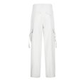 thumbnail image 4 of Fsqjgq Women's Pants Vacation Bottoms Satin Pants for Women Trousers High Waisted High Street Cargo Pants Retro Ribbon V Shaped Waist Overalls Loose Wide Leg Floor Length Casual Pants Sweatpants M, 4 of 5