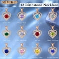 thumbnail image 5 of RIVIKO Heart Birthstone Pendant Necklace for Women 925 Sterling Silver Zirconia Necklaces Wedding Anniversary Birthday Mothers Day Jewelry Gifts For Her Mother Wife, 5 of 12