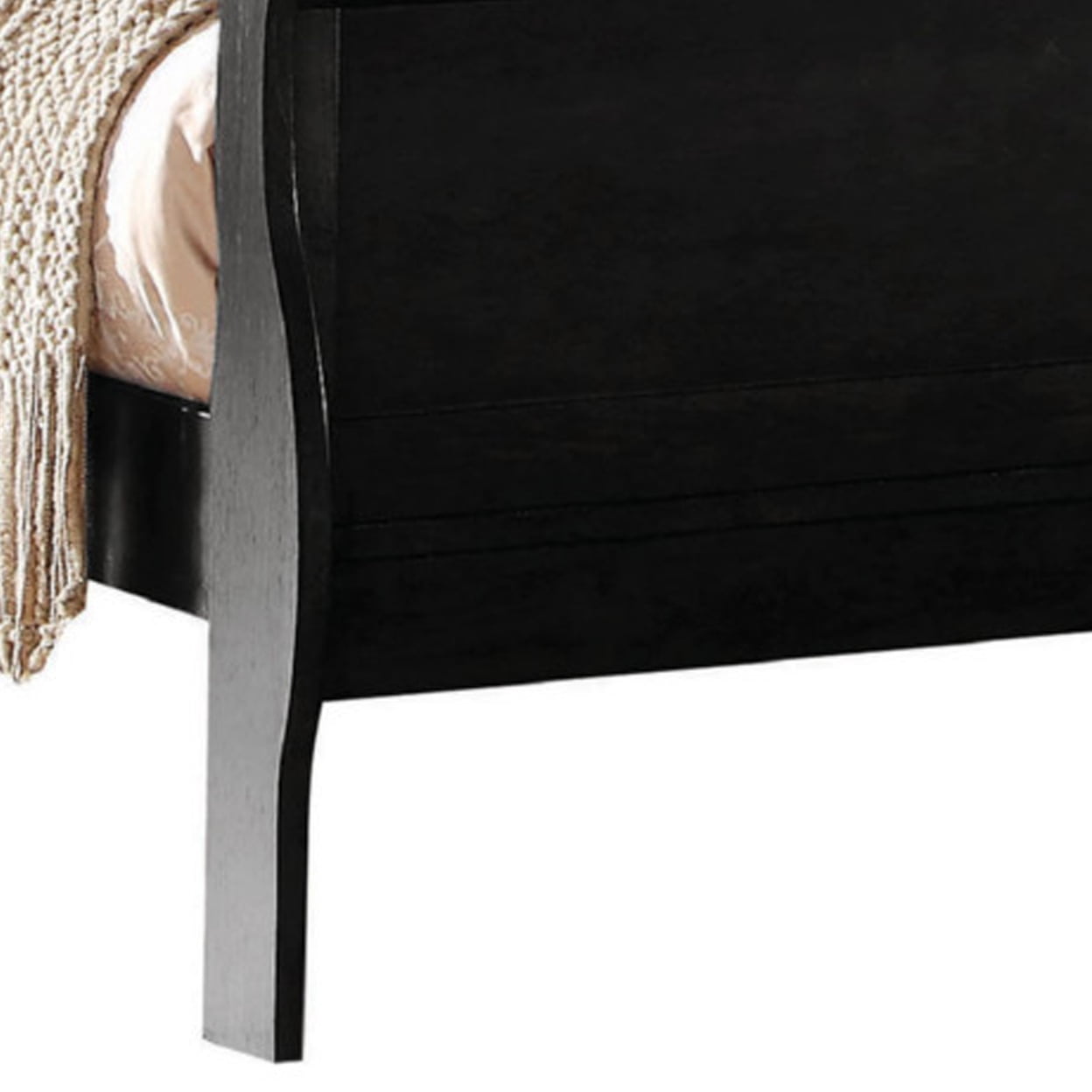 Transitional Panel Design Sleigh Eastern King Size Bed Black - Saltoro Sherpi