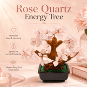 Feng Shui Natural Rose Pink Quartz Crystal Money Tree Bonsai Style, Enhance Wealth and Luck with Elegant Desk Decor