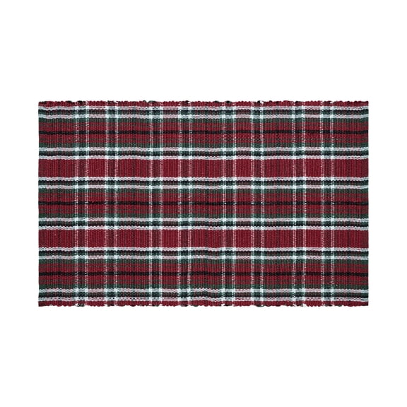 My Texas House Red Holiday Plaid Indoor/Outdoor Layering Rug, 24" x 38"
